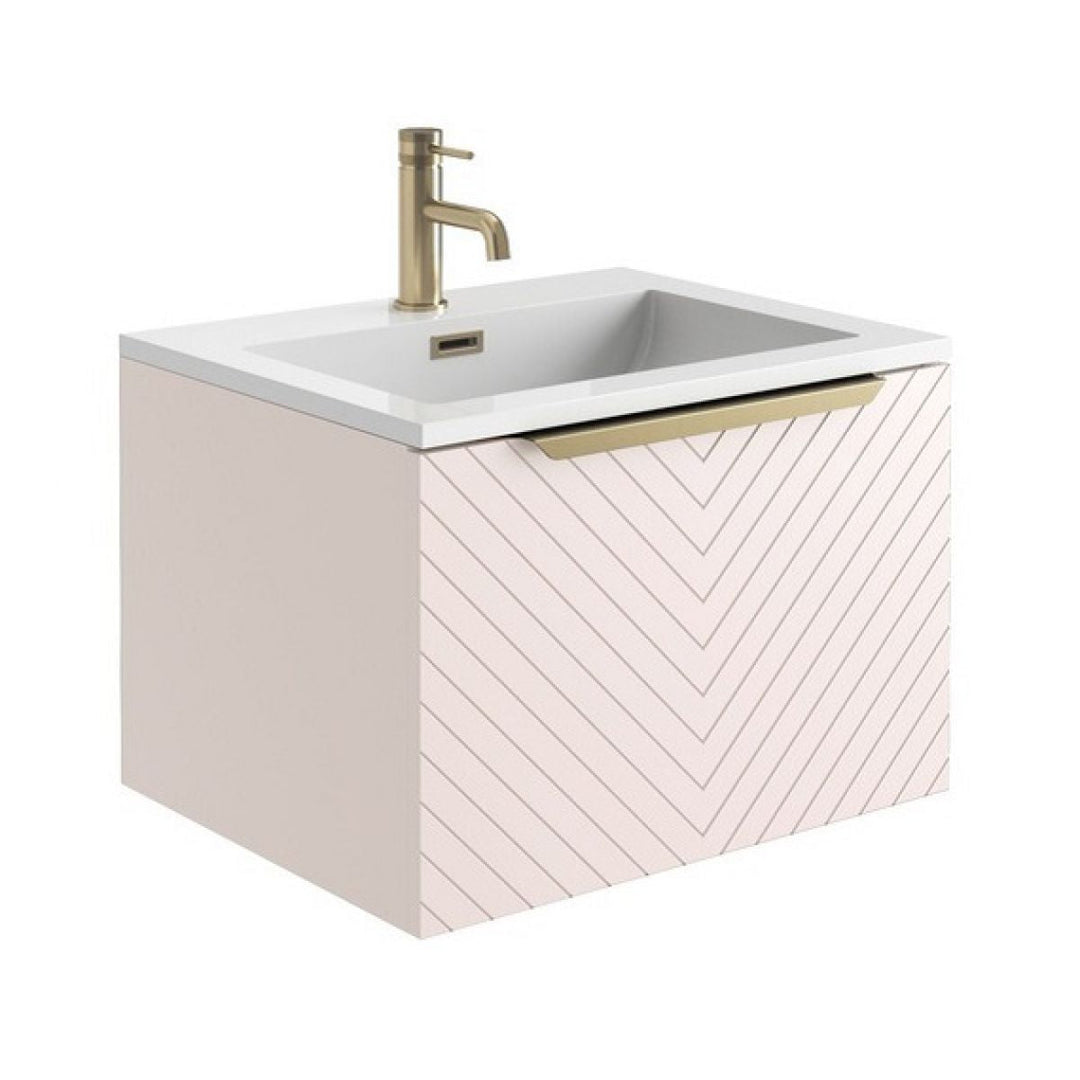 '- Amara Bedlam 600mm Vanity Unit and Basin in Pink and Brushed Brass - Coa Living