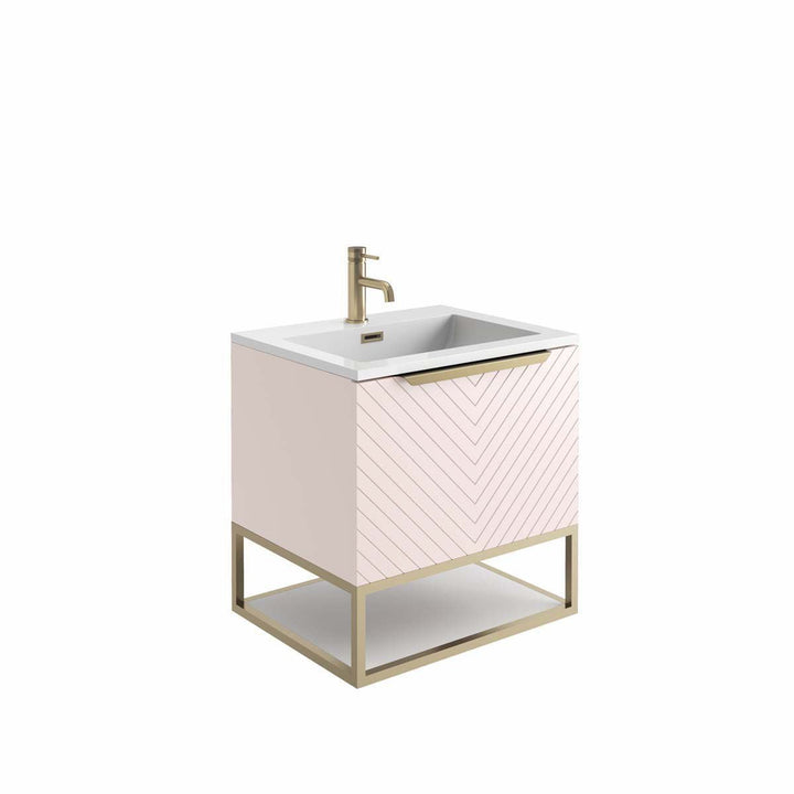 '- Amara Bedlam 600mm Vanity Unit and Basin in Pink and Brushed Brass - Coa Living