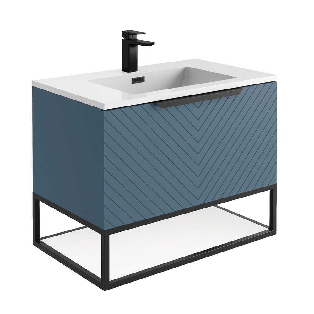 '- Amara Bedlam 800mm Vanity Unit and Basin in Blue and Black - Coa Living