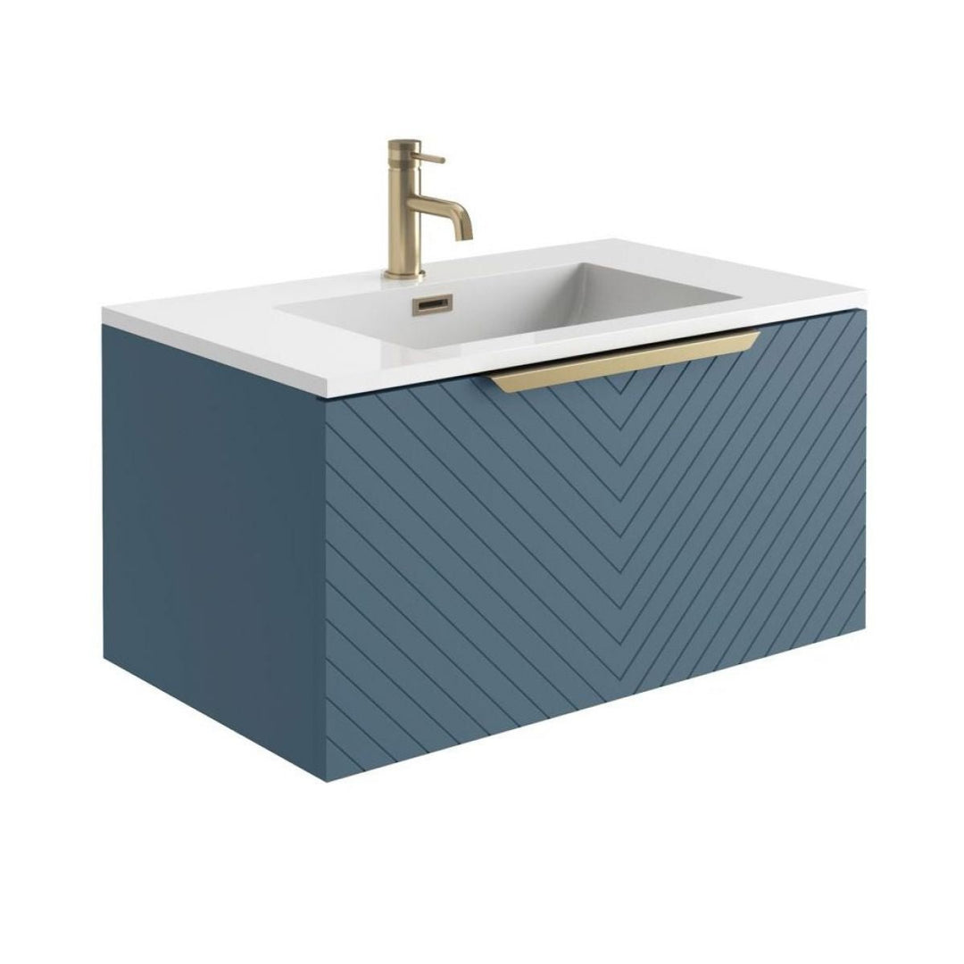 '- Amara Bedlam 800mm Vanity Unit and Basin in Blue and Brushed Brass - Coa Living