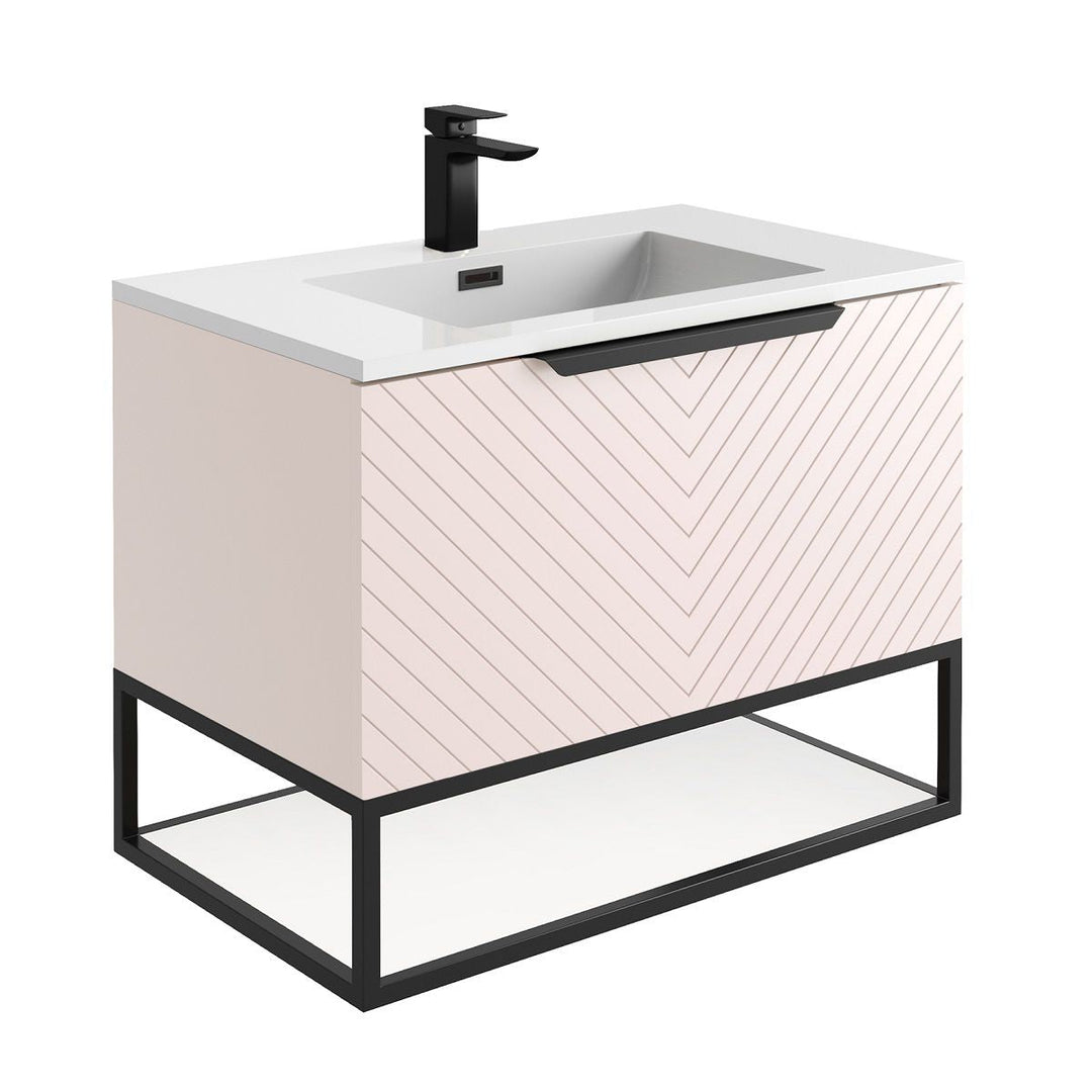 '- Amara Bedlam 800mm Vanity Unit and Basin in Pink and Black - Coa Living