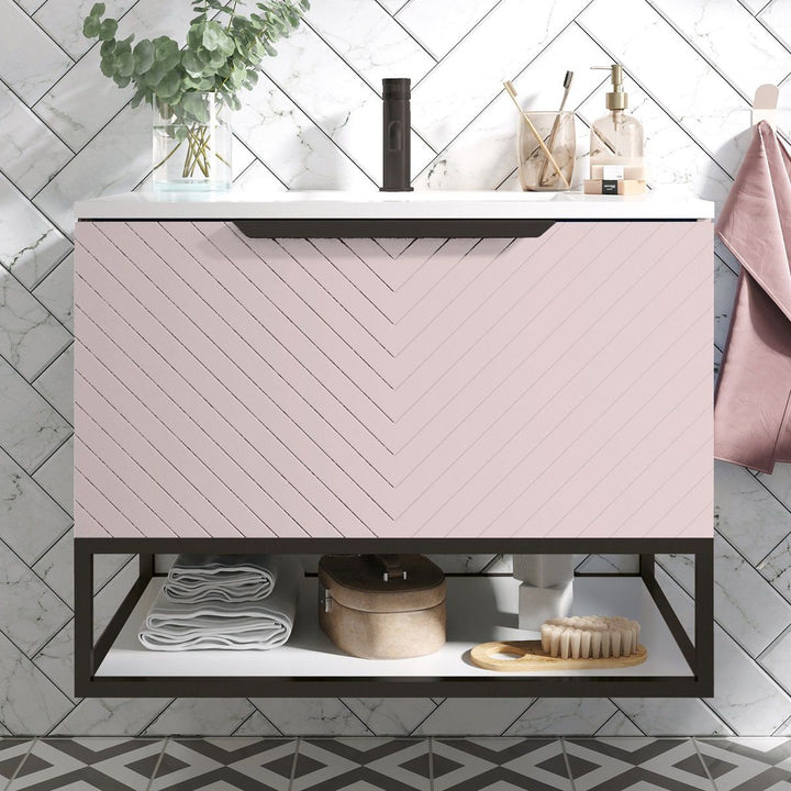 '- Amara Bedlam 800mm Vanity Unit and Basin in Pink and Black - Coa Living