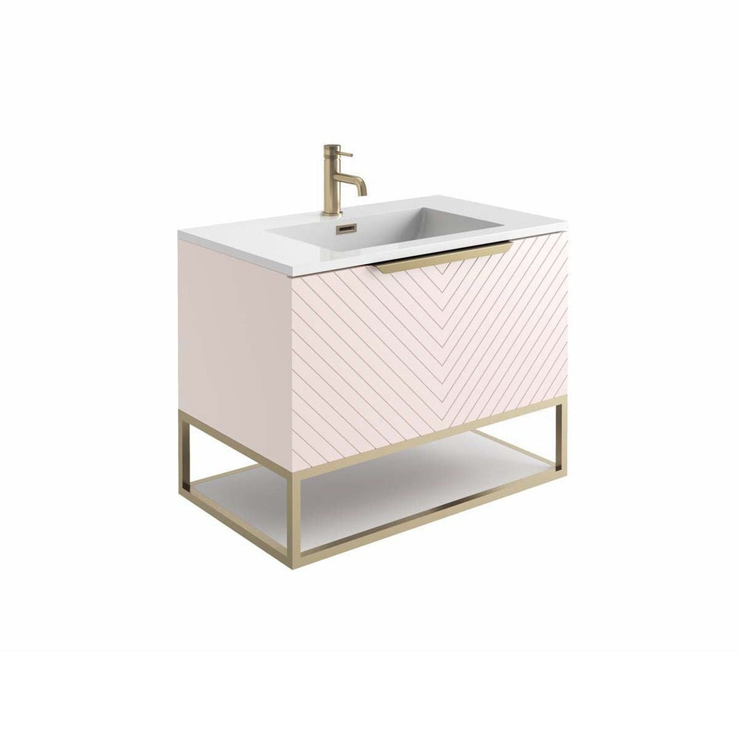 '- Amara Bedlam 800mm Vanity Unit and Basin in Pink and Brushed Brass - Coa Living