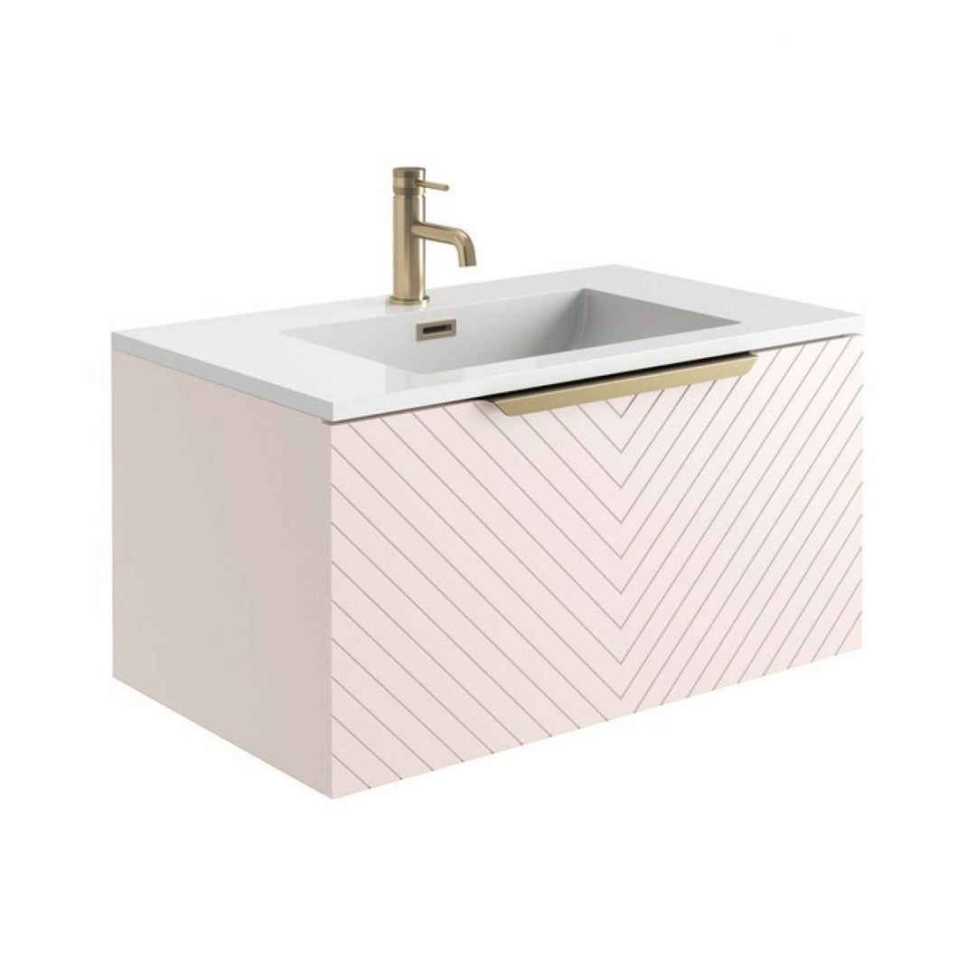 '- Amara Bedlam 800mm Vanity Unit and Basin in Pink and Brushed Brass - Coa Living