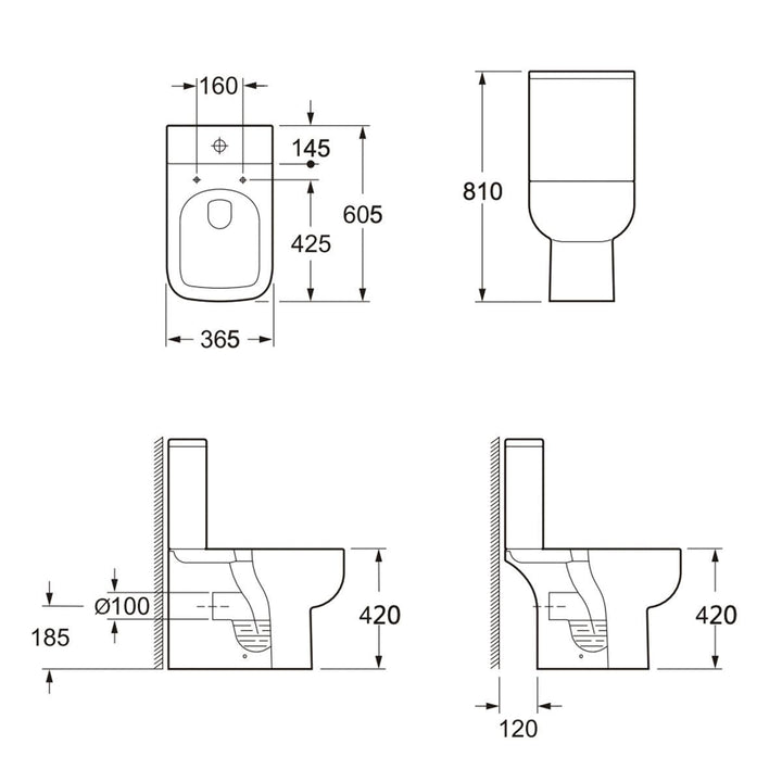 '- Amara Grassington Rimless Open Back Close Coupled Toilet with Soft-Close Seat - Coa Living