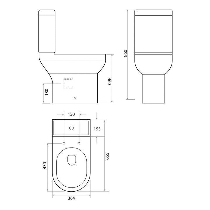 '- Amara Helmsley Comfort Height Open Back Close Coupled Toilet - Coa Living