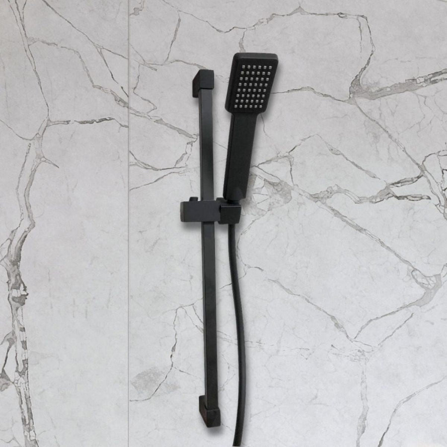 '- Amara Huby Square Shower Handset with Hose and Rail in Black - Coa Living