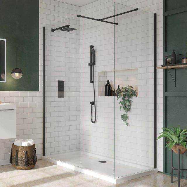 '- Amara Malton Wetroom Walk-In Shower Enclosure in Matt Black - Coa Living