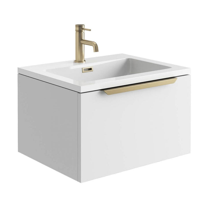 '- Amara Rosedale 600mm Vanity Unit and Basin in Matt White and Brass - Coa Living