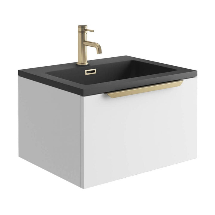 '- Amara Rosedale 600mm Vanity Unit and Basin in Matt White and Brass - Coa Living