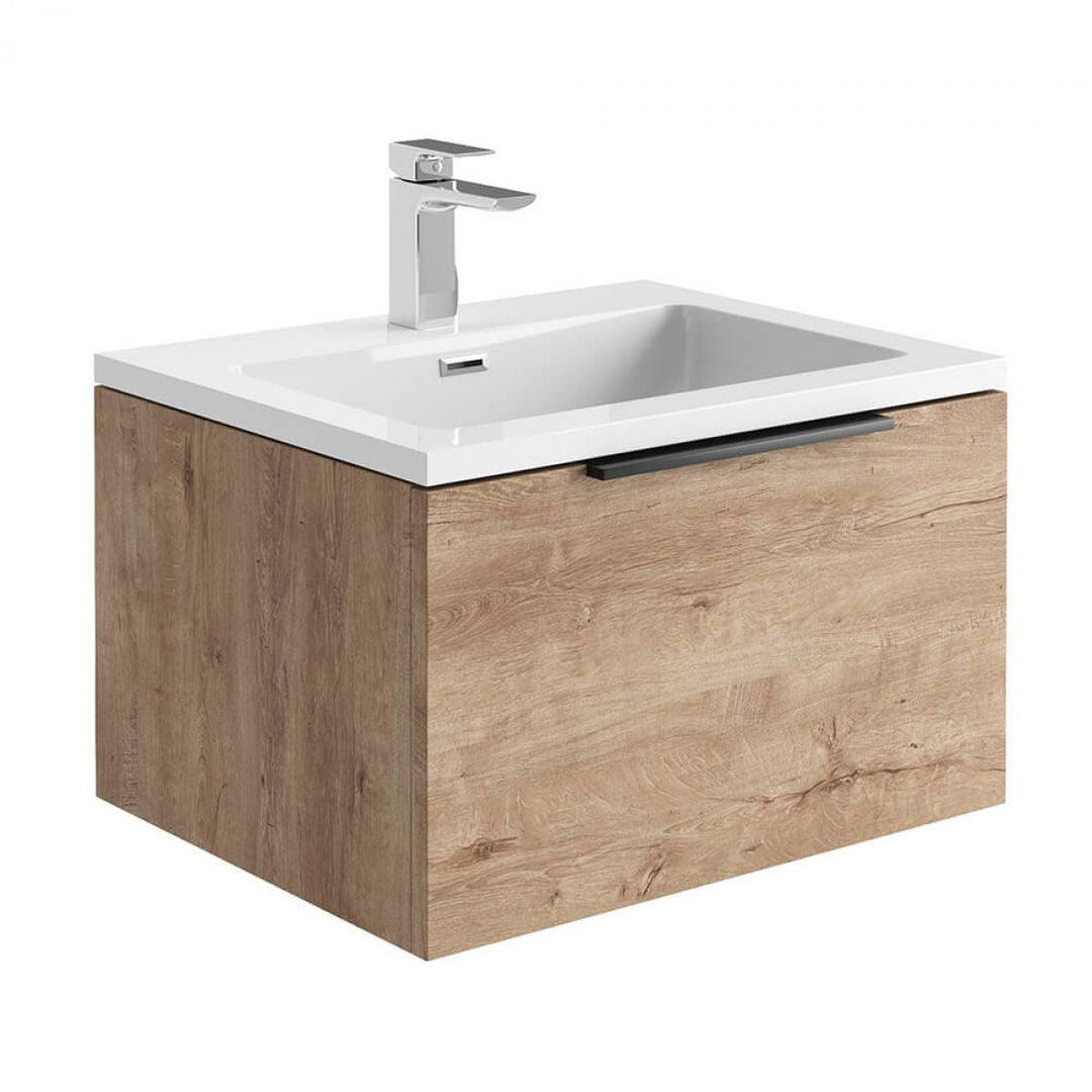 '- Amara Rosedale 600mm Vanity Unit and Basin in Rustic Oak and Black - Coa Living