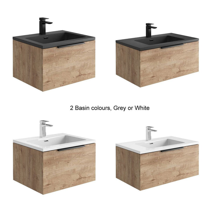 '- Amara Rosedale 600mm Vanity Unit and Basin in Rustic Oak and Black - Coa Living