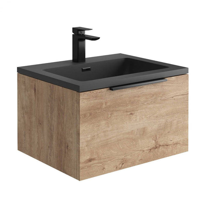 '- Amara Rosedale 600mm Vanity Unit and Basin in Rustic Oak and Black - Coa Living