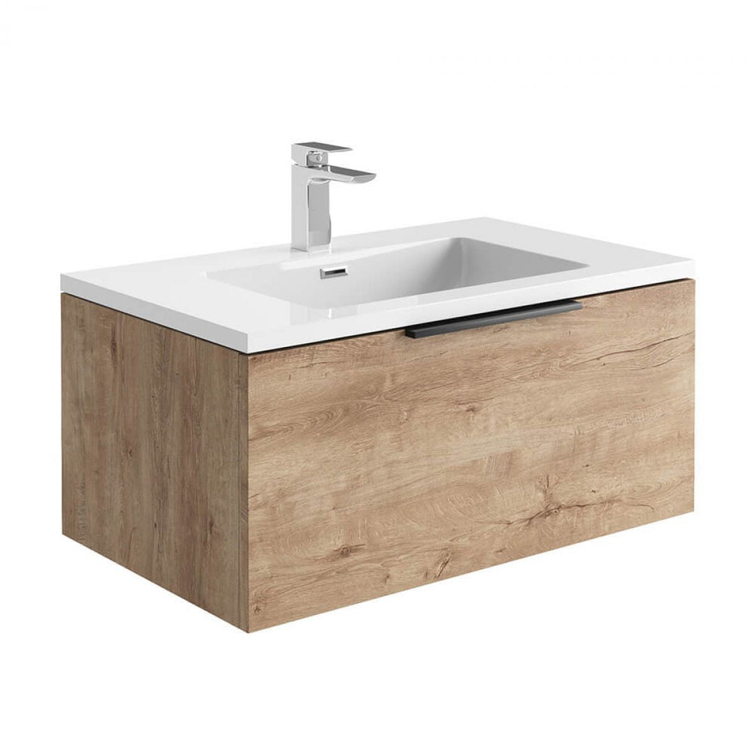 '- Amara Rosedale 800mm Vanity Unit and Basin in Rustic Oak and Black - Coa Living