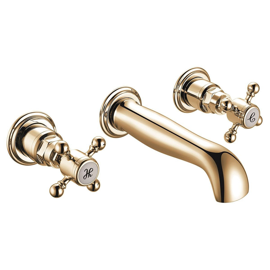 BRASS007 - Harrogate Wall Mounted Basin Mixer in Brushed Brass - Coa Living