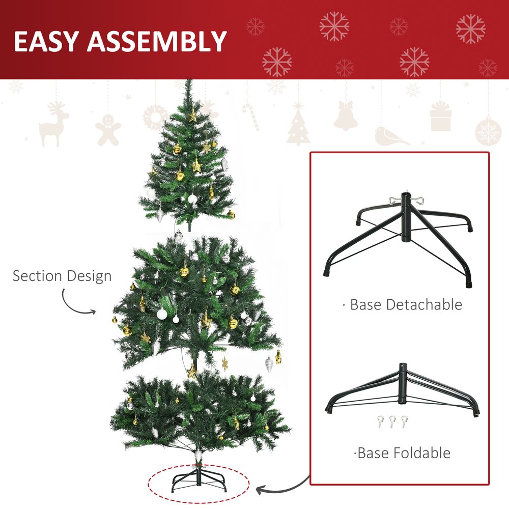 S0671055836 - 1.8m 6ft Pre - Lit Artificial Christmas Tree 200 LED Tree Decorative Balls Stand - Coa Living