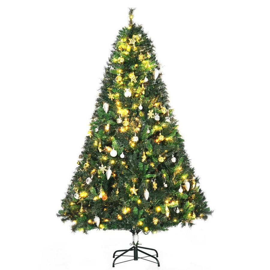 S0671055836 - 1.8m 6ft Pre - Lit Artificial Christmas Tree 200 LED Tree Decorative Balls Stand - Coa Living