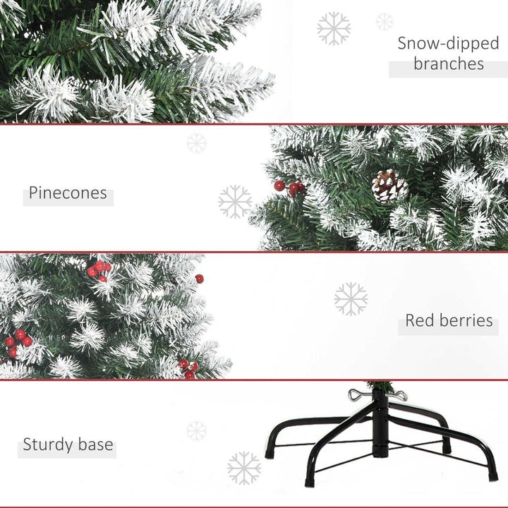 S0671055868 - 6FT Artificial Christmas Tree Pencil Tree Berries Pinecones Foldable Feet Green - Coa Living