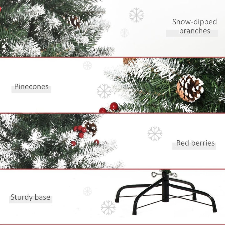 S0671055869 - 5FT Artificial Christmas Tree Pencil Tree Berries Pinecones Foldable Feet Green - Coa Living