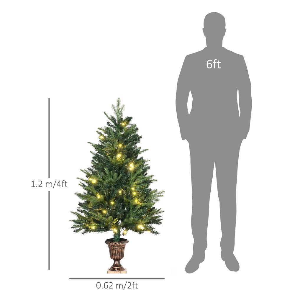 S0671055874 - 1.2m 4ft Christmas Tree Entrance 750 Tips Pre - lit Tree 80 LED with Vase Base - Coa Living