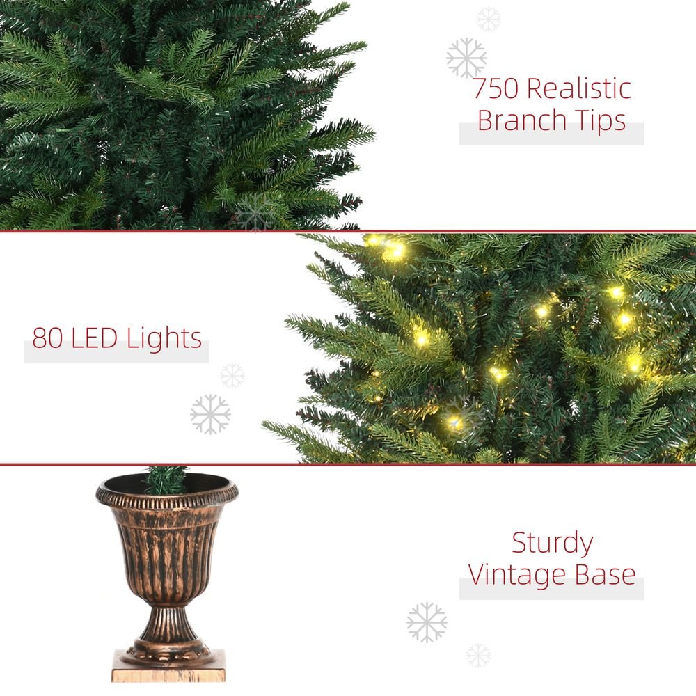 S0671055874 - 1.2m 4ft Christmas Tree Entrance 750 Tips Pre - lit Tree 80 LED with Vase Base - Coa Living