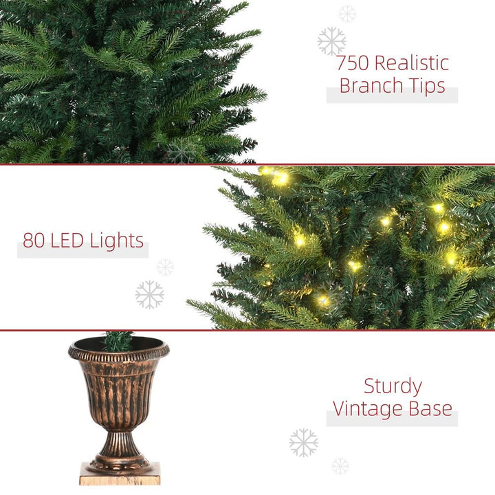 S0671055874 - 1.2m 4ft Christmas Tree Entrance 750 Tips Pre - lit Tree 80 LED with Vase Base - Coa Living