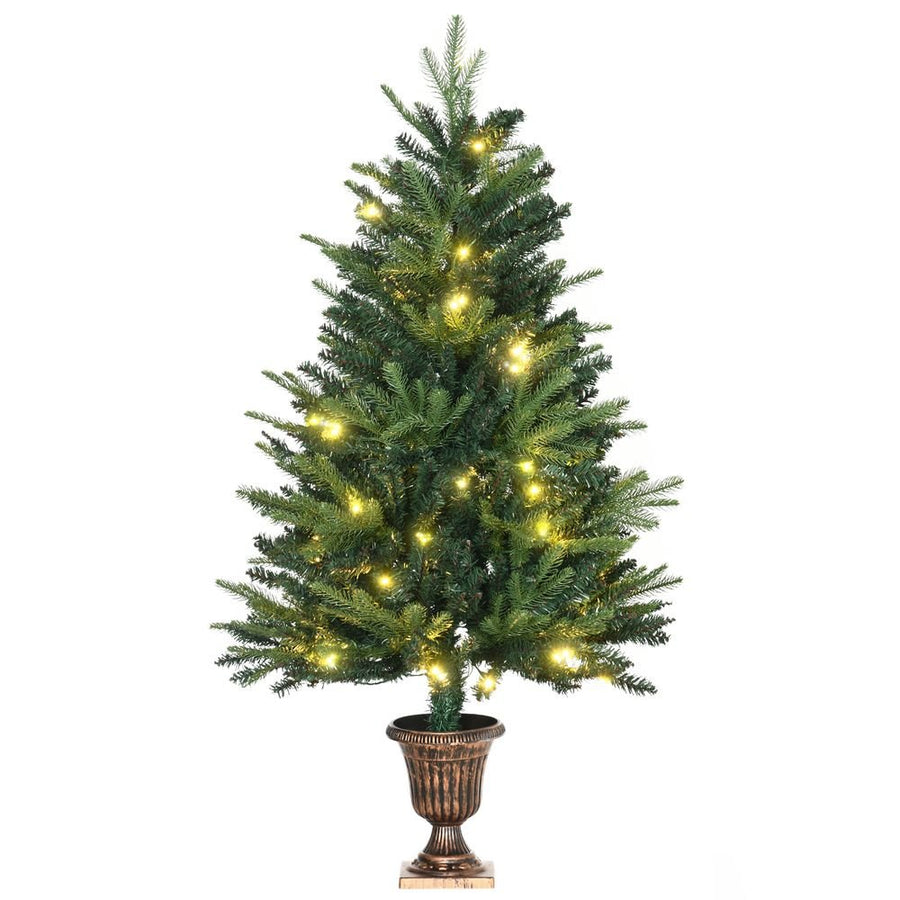 S0671055874 - 1.2m 4ft Christmas Tree Entrance 750 Tips Pre - lit Tree 80 LED with Vase Base - Coa Living