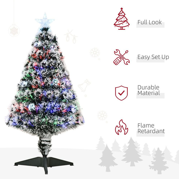 S0671055897 - 3ft Artificial Prelit Christmas Tree Snow Tree LED Fiber Optics Green White - Coa Living