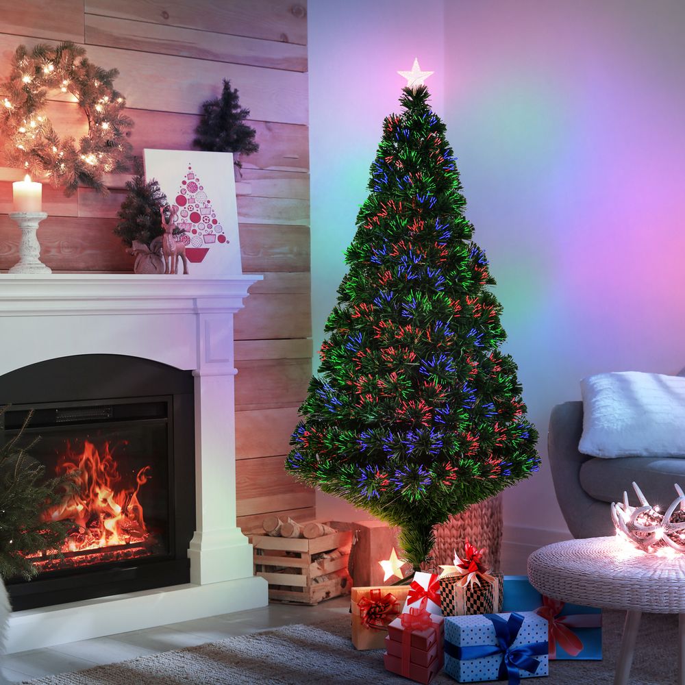 S0671055899 - Pre - Lit Fibre Optic Artificial Christmas Tree Tree Topper Multi - Colour 5ft - Coa Living