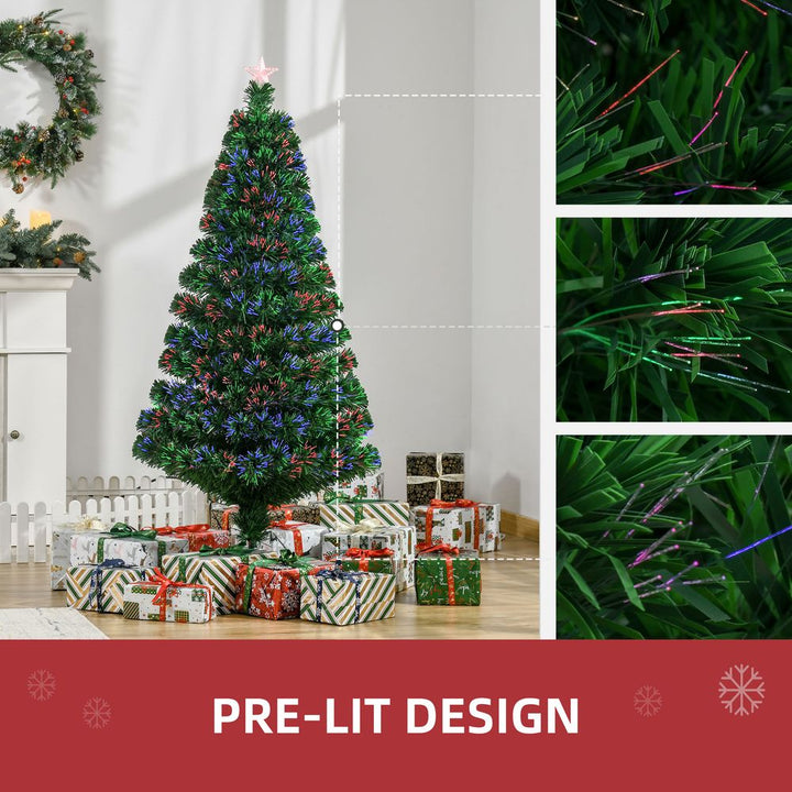 S0671055899 - Pre - Lit Fibre Optic Artificial Christmas Tree Tree Topper Multi - Colour 5ft - Coa Living