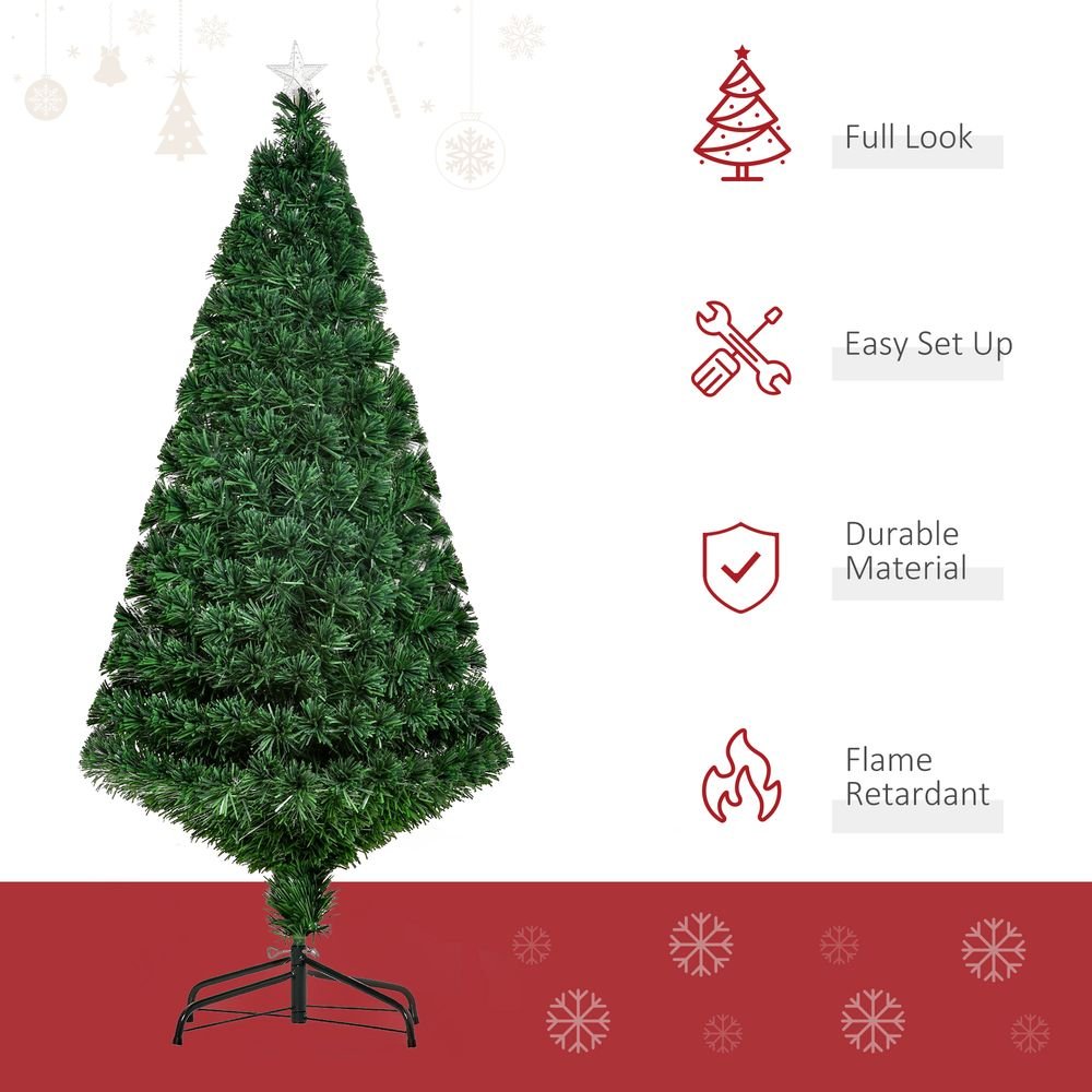 S0671055899 - Pre - Lit Fibre Optic Artificial Christmas Tree Tree Topper Multi - Colour 5ft - Coa Living