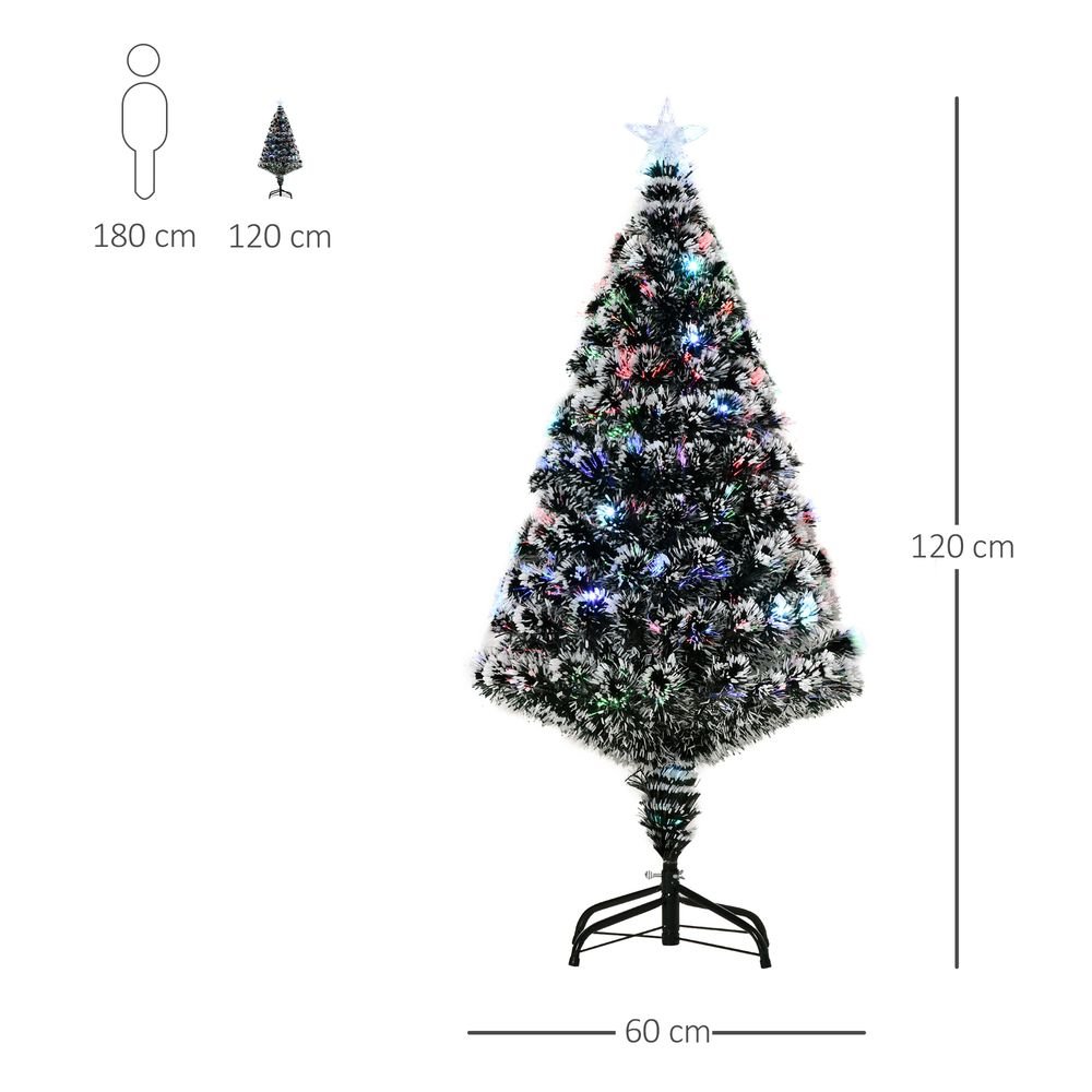 S0671055933 - 4ft Artificial Prelit Christmas Tree Snow Tree LED Fiber Optics Green White - Coa Living