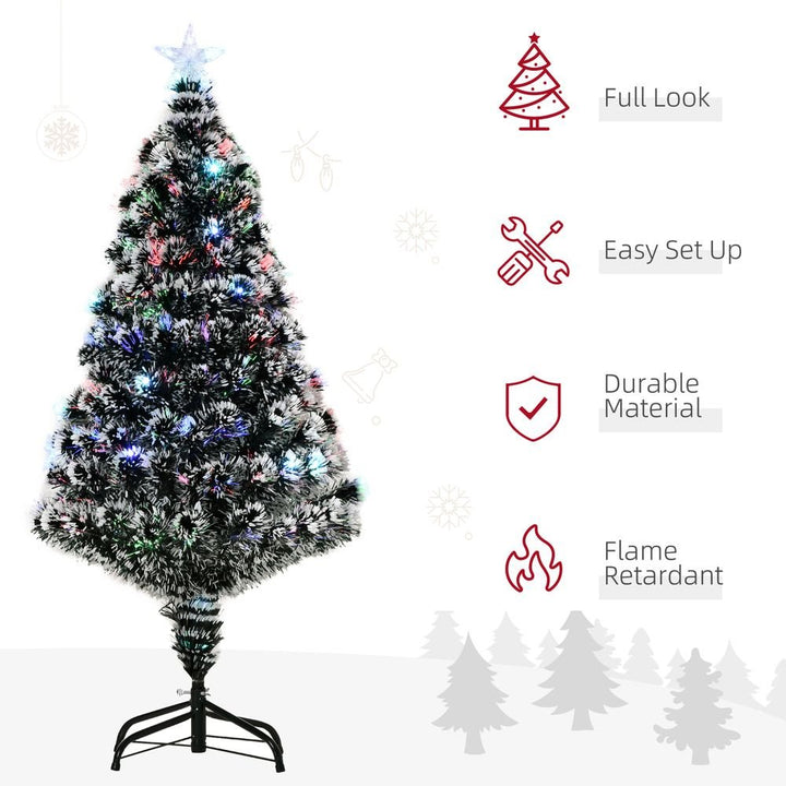 S0671055933 - 4ft Artificial Prelit Christmas Tree Snow Tree LED Fiber Optics Green White - Coa Living