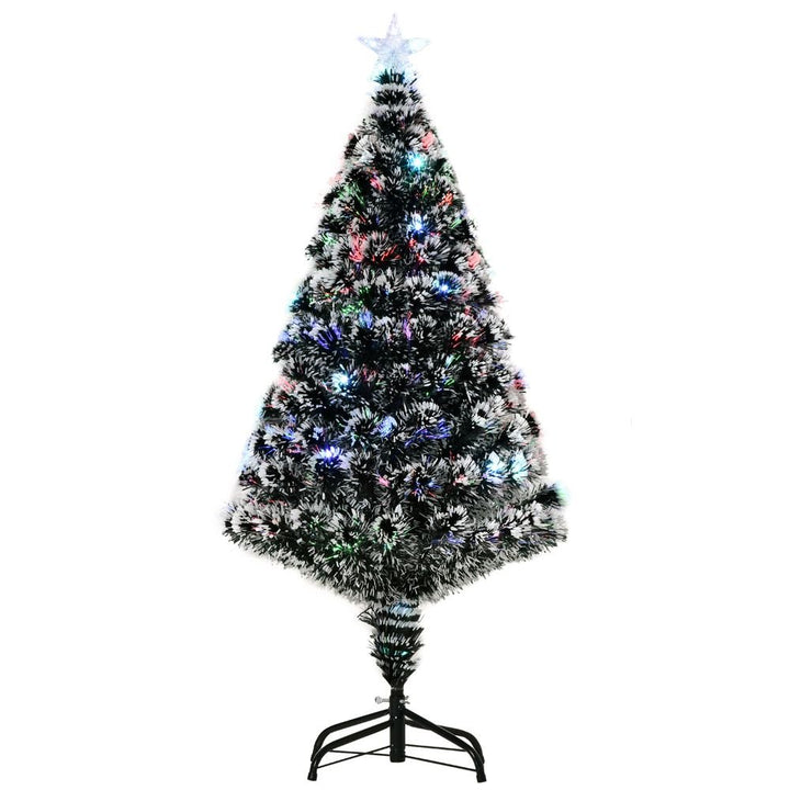 S0671055933 - 4ft Artificial Prelit Christmas Tree Snow Tree LED Fiber Optics Green White - Coa Living