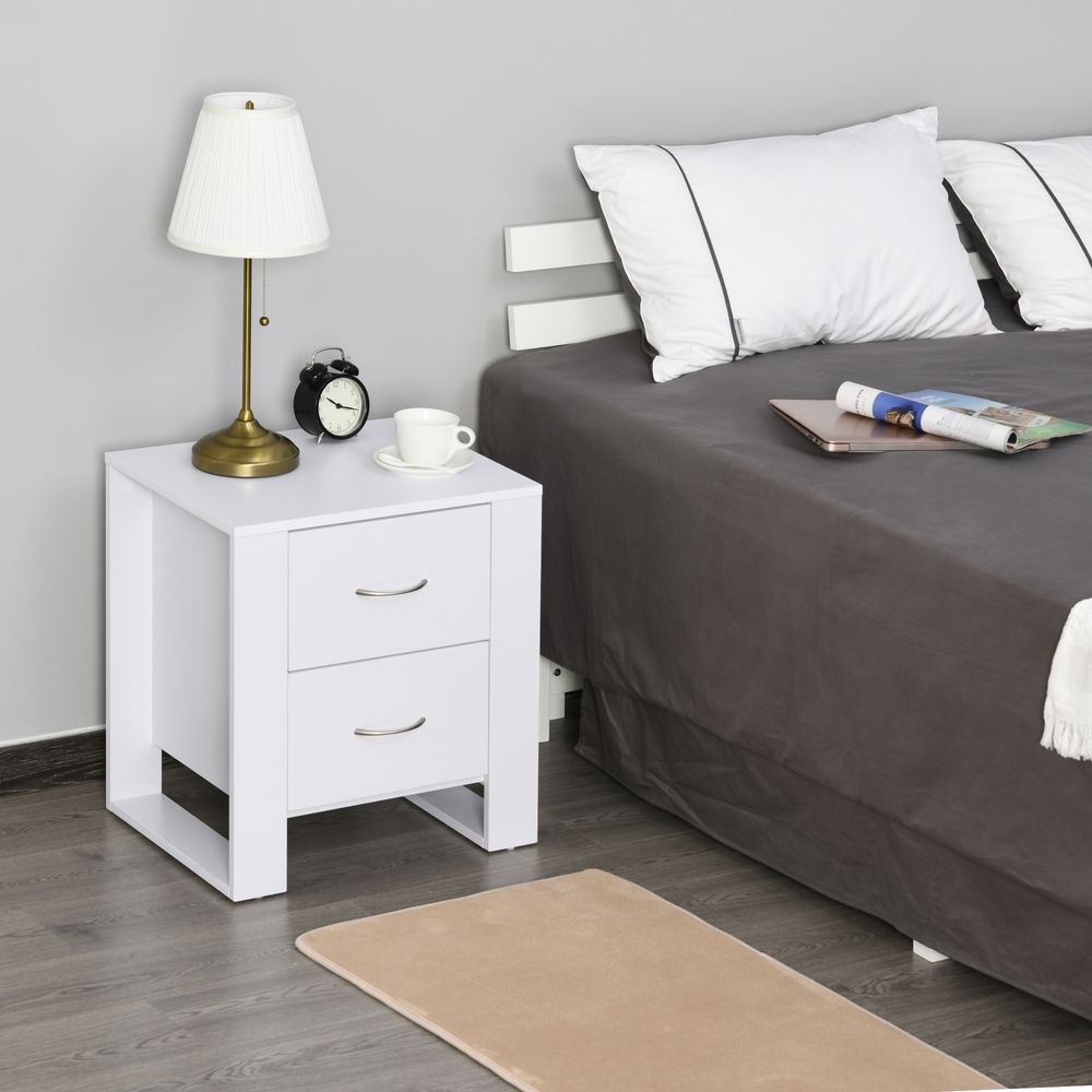 S0671063320 - Particle Board 2-Drawer Bedside Table White - Coa Living