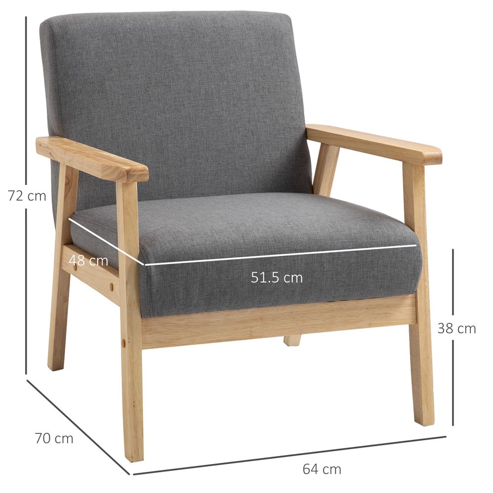 S0671071472 - Linen Upholstered Pine Wood Accent Armchair Grey/Oak - Coa Living