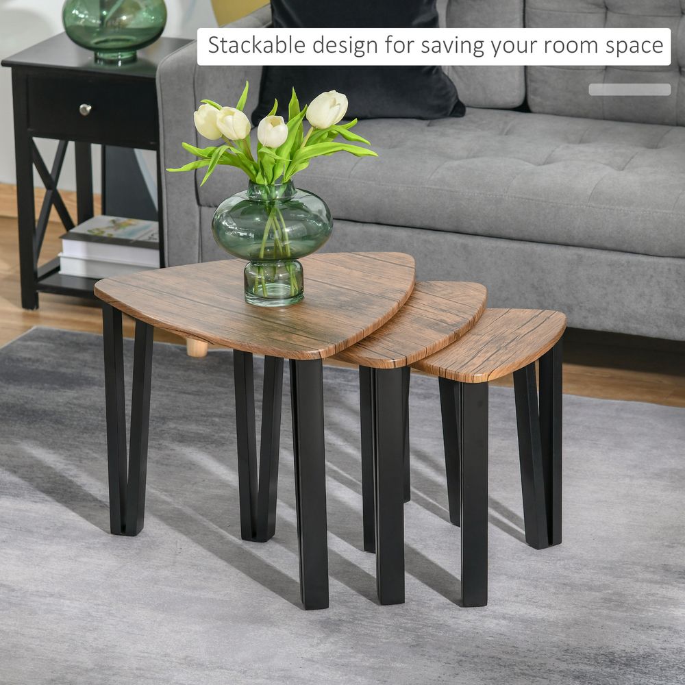 S0671071593 - 3 PCs Stackable Coffee Table Set Accent Furniture MDF Steel Frame Walnut - Coa Living