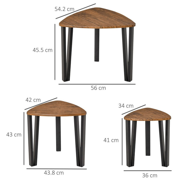 S0671071593 - 3 PCs Stackable Coffee Table Set Accent Furniture MDF Steel Frame Walnut - Coa Living