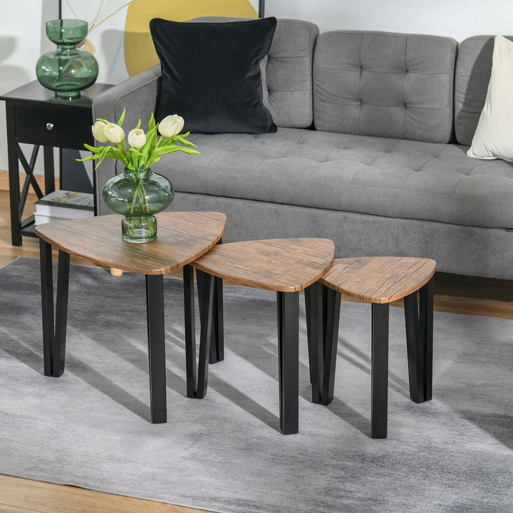 S0671071593 - 3 PCs Stackable Coffee Table Set Accent Furniture MDF Steel Frame Walnut - Coa Living