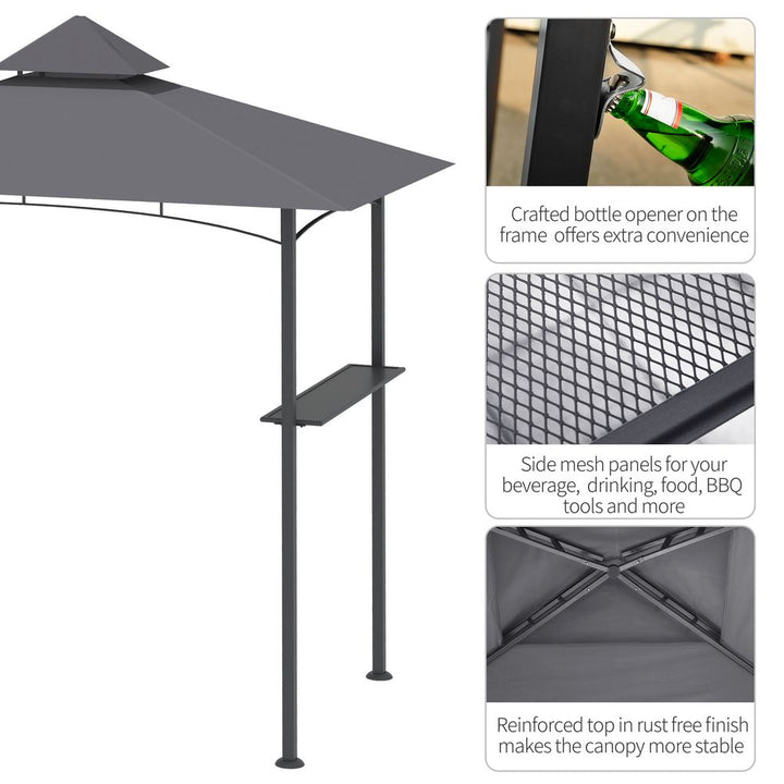 S0671071810 - 2.5M 8ft New Double - Tier BBQ Gazebo Grill Canopy Barbecue Grey - Coa Living