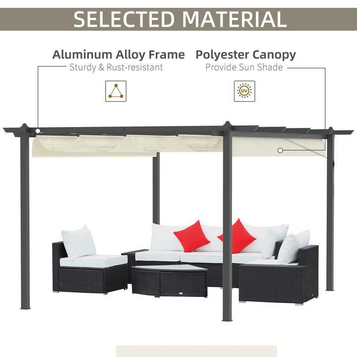 S0671071884 - 4 x 3m Aluminum Pergola Gazebo Retractable Roof CanopyCream White - Coa Living