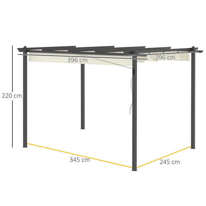 S0671071884 - 4 x 3m Aluminum Pergola Gazebo Retractable Roof CanopyCream White - Coa Living