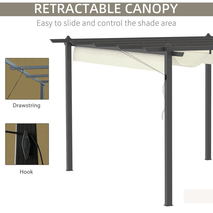 S0671071884 - 4 x 3m Aluminum Pergola Gazebo Retractable Roof CanopyCream White - Coa Living