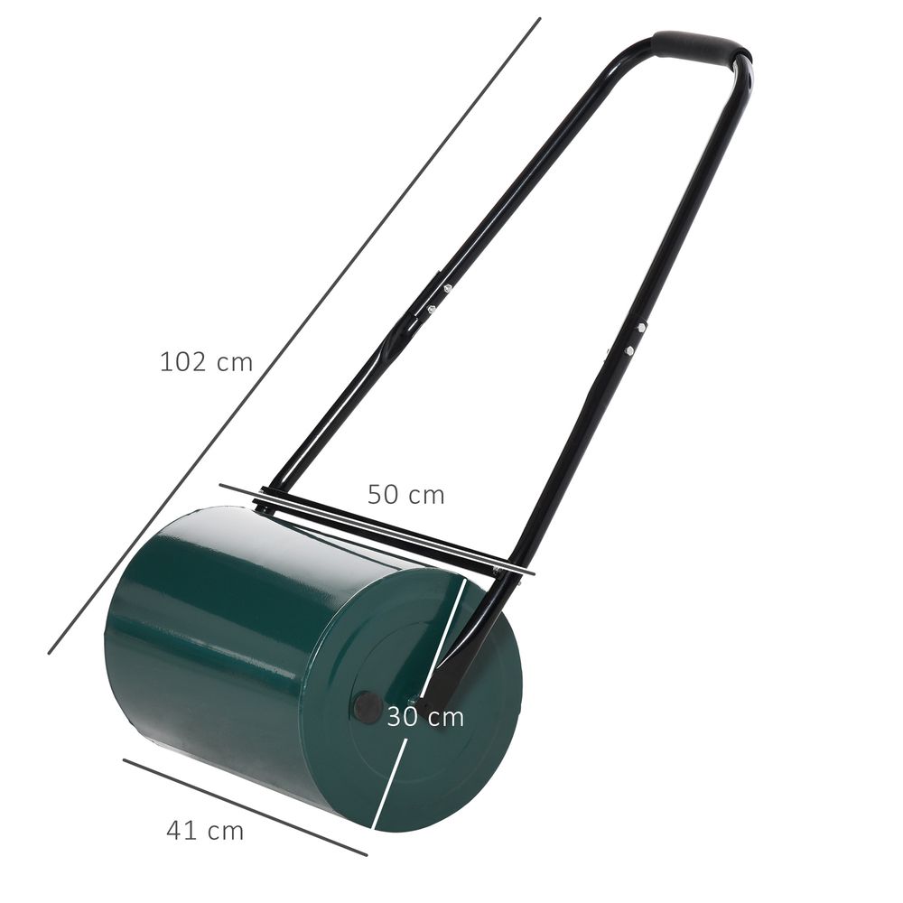 S0671071885 - Outsunny 30cm Metal Lawn Roller - Deep Green - Coa Living