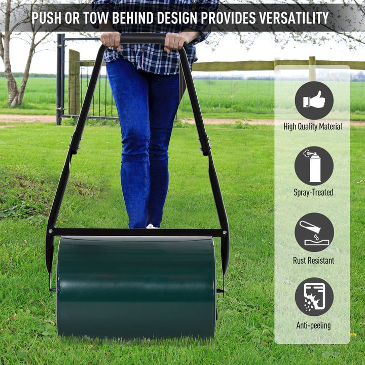 S0671071885 - Outsunny 30cm Metal Lawn Roller - Deep Green - Coa Living