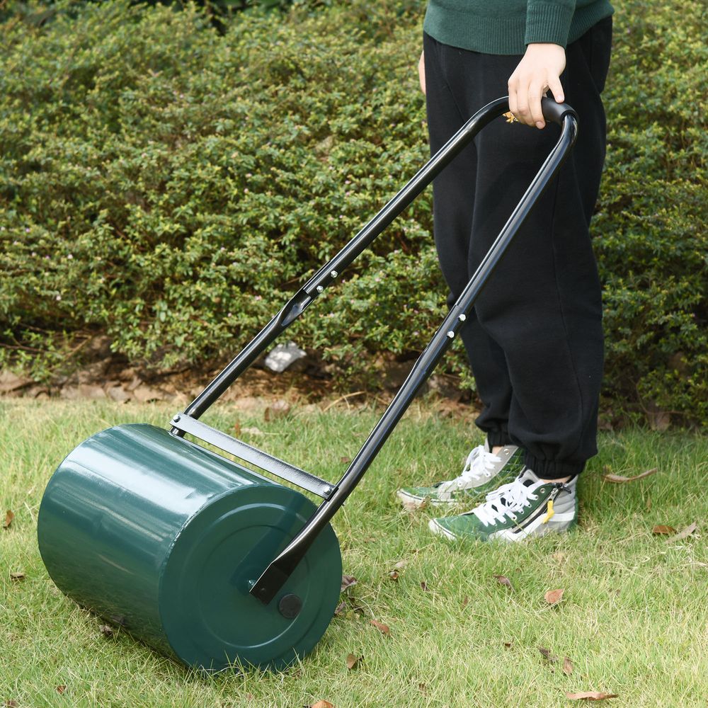 S0671071885 - Outsunny 30cm Metal Lawn Roller - Deep Green - Coa Living