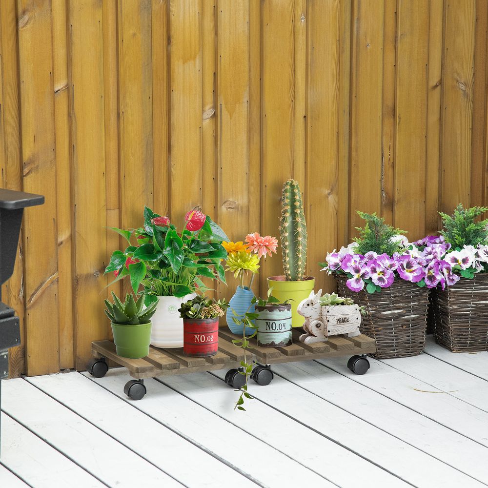 S0671071982 - 2 Pack Plant Stand with Wheels, Flowerpot Holder - Coa Living