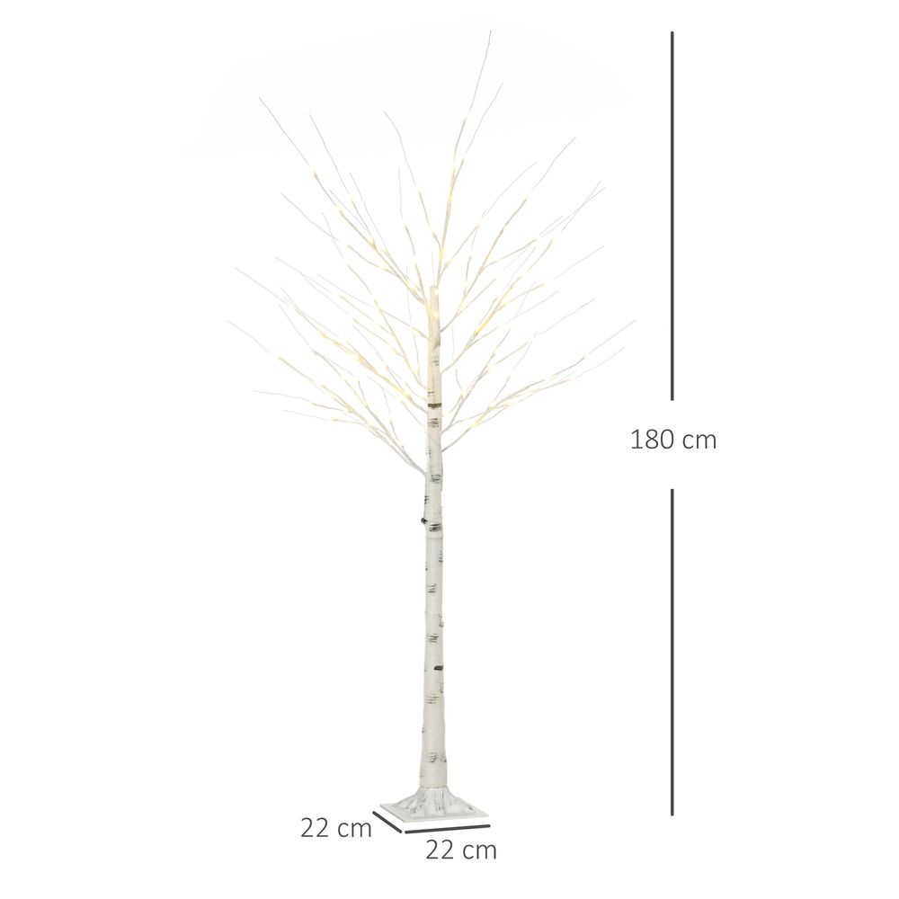 S0671079476 - 6ft Artificial White Birch Tree Light 96 Warm White Pre - Lit LED Light HOMCOM - Coa Living