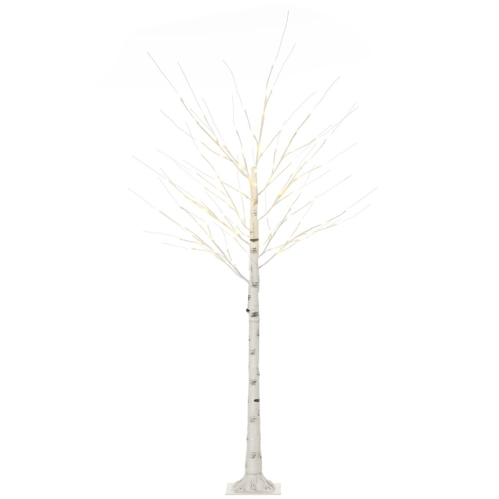 S0671079476 - 6ft Artificial White Birch Tree Light 96 Warm White Pre - Lit LED Light HOMCOM - Coa Living