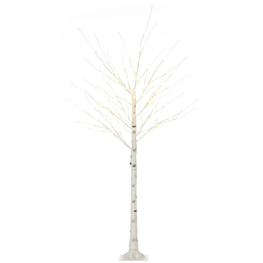 S0671079476 - 6ft Artificial White Birch Tree Light 96 Warm White Pre - Lit LED Light HOMCOM - Coa Living